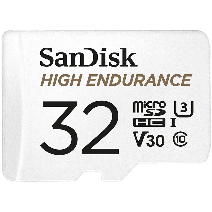 Карта памет SanDisk microSDXC High Endurance, 32GB, Class 10, V30, 4K, Full HD + Адаптер