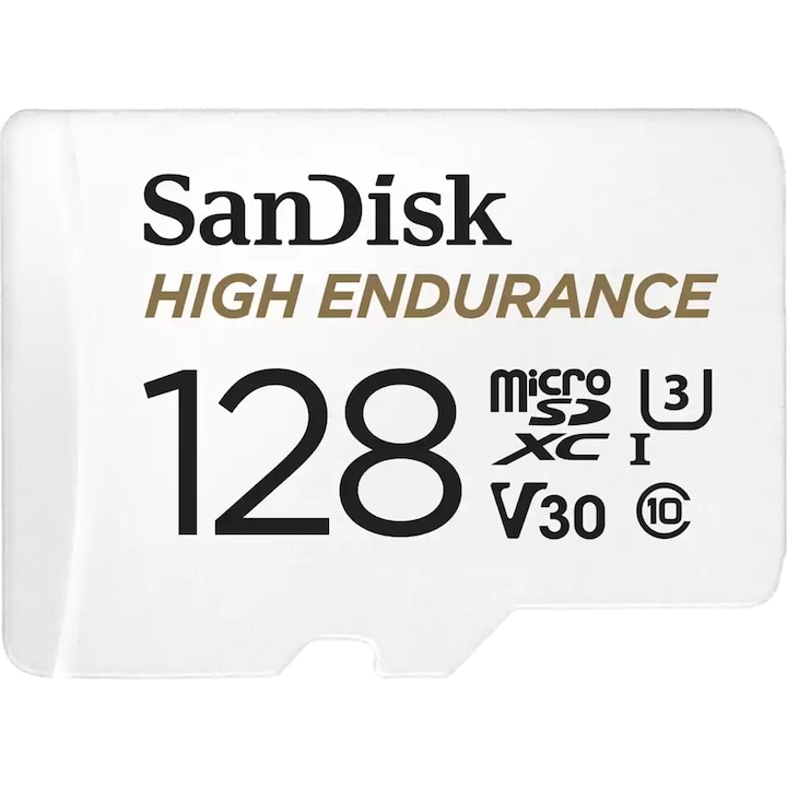 Карта памет SanDisk micro SD High Endurance Video 128 GB, Class 10, V30, UHS-I U3 + Адаптер