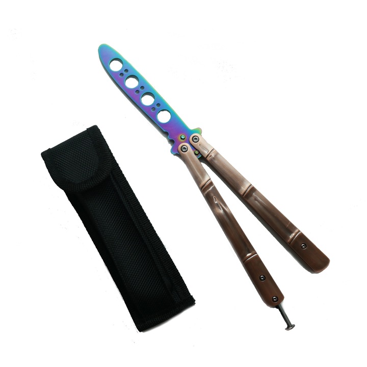 Cutit - Briceag fluture - Balisong - Butterfly, rainbow, pentru antrenament