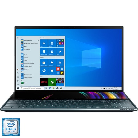 Laptop Ultraportabil Asus Zenbook Pro Duo Ux581gv Cu Procesor Intel Core I7 9750h Pana La 4 50 Ghz Coffee Lake 15 6 4k Oled Touch 16gb 512gb Ssd Nvidia Geforce Rtx 2060 6gb Windows 10