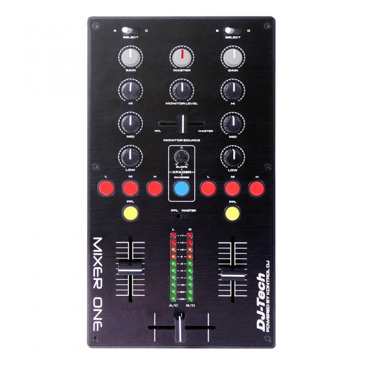 Mixer DJ profesional Ibiza cu USB, Metal solid, VU-metru dual cu 10-LED