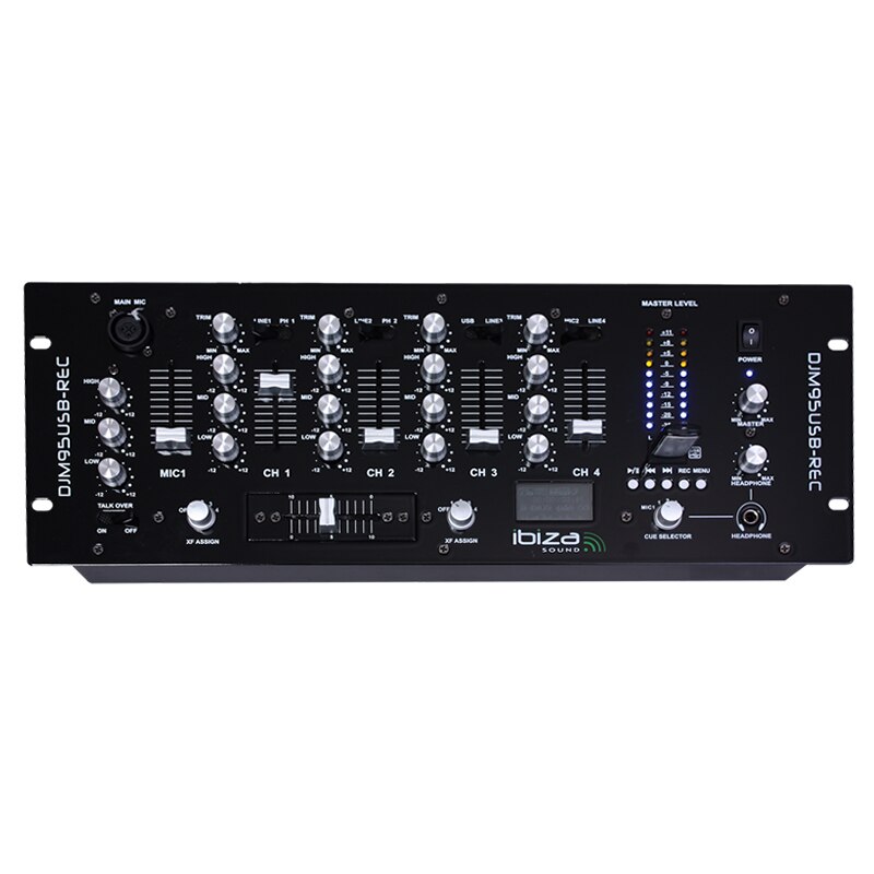 Mixer DJ profesional Ibiza 19 inch 4 canale, USB + REC