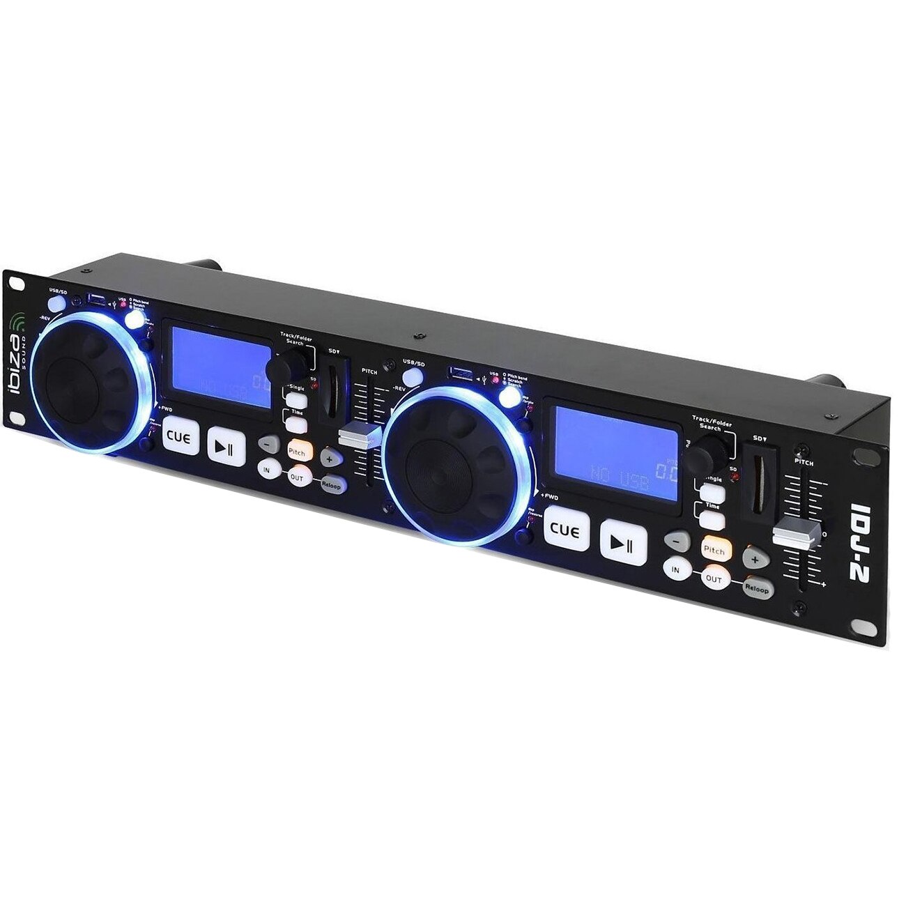 Consola DJ Ibiza cu Twin USB/SD media, Ecran LCD iluminat, Efecte: Scratch si DSP