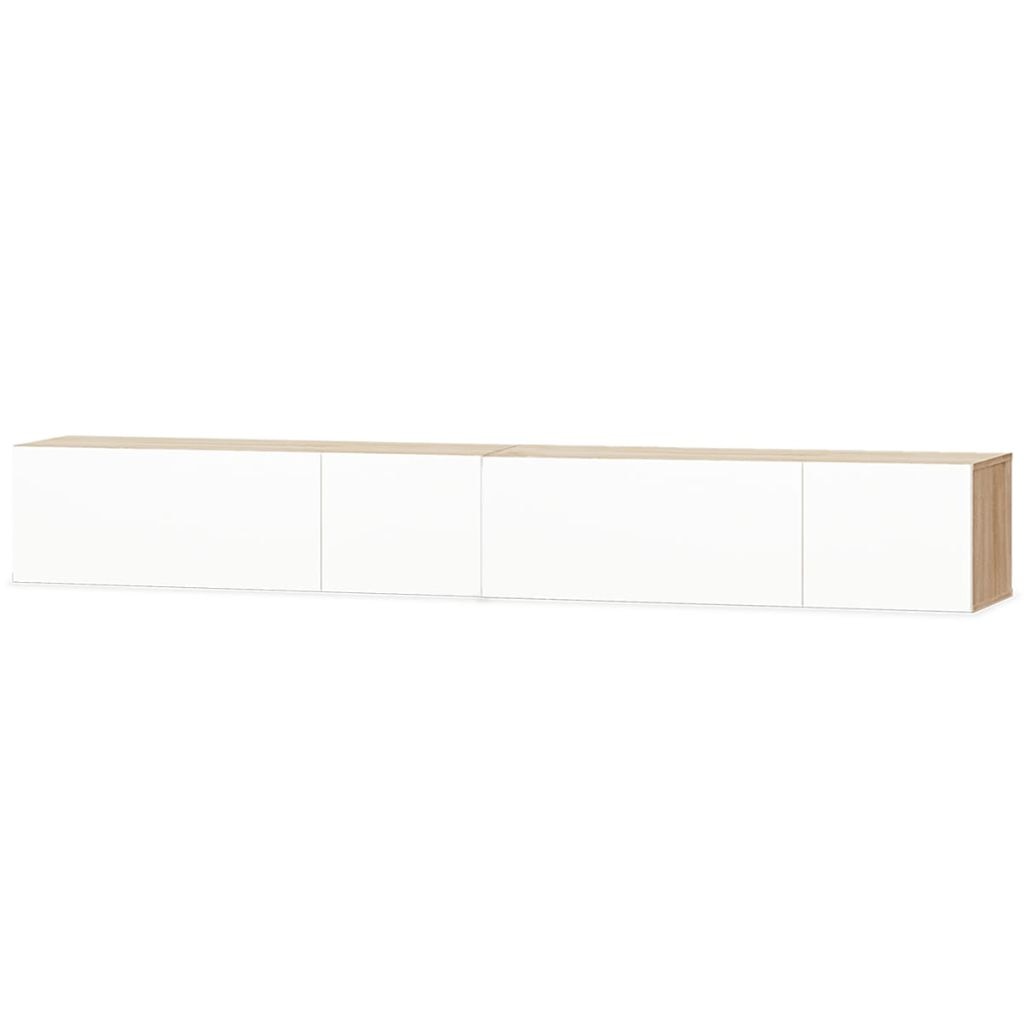 Set de 2 comode TV, vidaXL, PAL, Alb si maro, 120 x 40 x 34 cm