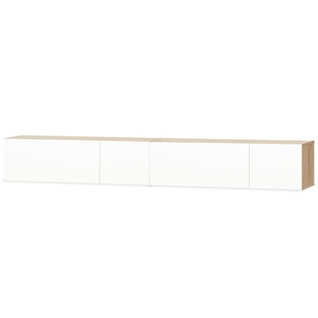 Set de 2 comode TV, vidaXL, PAL, Alb si maro, 120 x 40 x 34 cm Set de 2 comode TV, vidaXL, PAL, Alb si maro, 120 x 40 x 34 cm