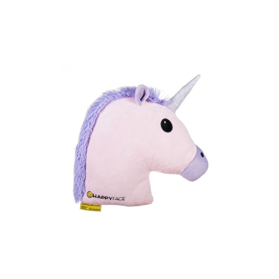 Perna decorativa emoji unicorn Happy Face, Textil, Roz deschis