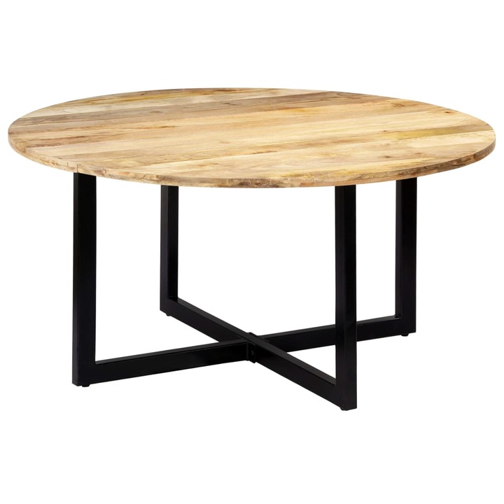 Кухненска маса vidaXL, Масив манго и метална рамка, 150 х 73 см, Кафяв