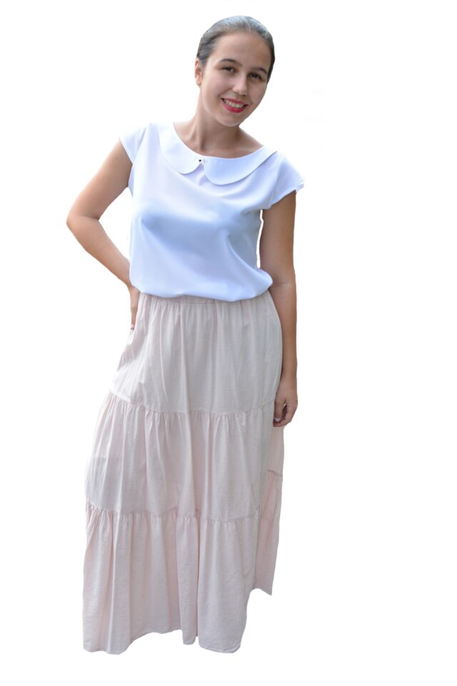 Fusta Denisse, croi gypsy, model simplu, D&J Exclussive, Bej