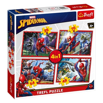 Set 4 in 1, puzzle pentru copii, model spiderman, 207 piese, multicolor Set 4 in 1, puzzle pentru copii, model spiderman, 207 piese, multicolor