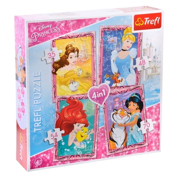 Puzzle 4 in 1 pentru copii, model printese, 207 piese, multicolor Puzzle 4 in 1 pentru copii, model printese, 207 piese, multicolor