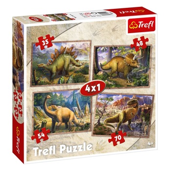Puzzle 4 in 1 pentru copii, model dinozaur, 207 piese, multicolor Puzzle 4 in 1 pentru copii, model dinozaur, 207 piese, multicolor