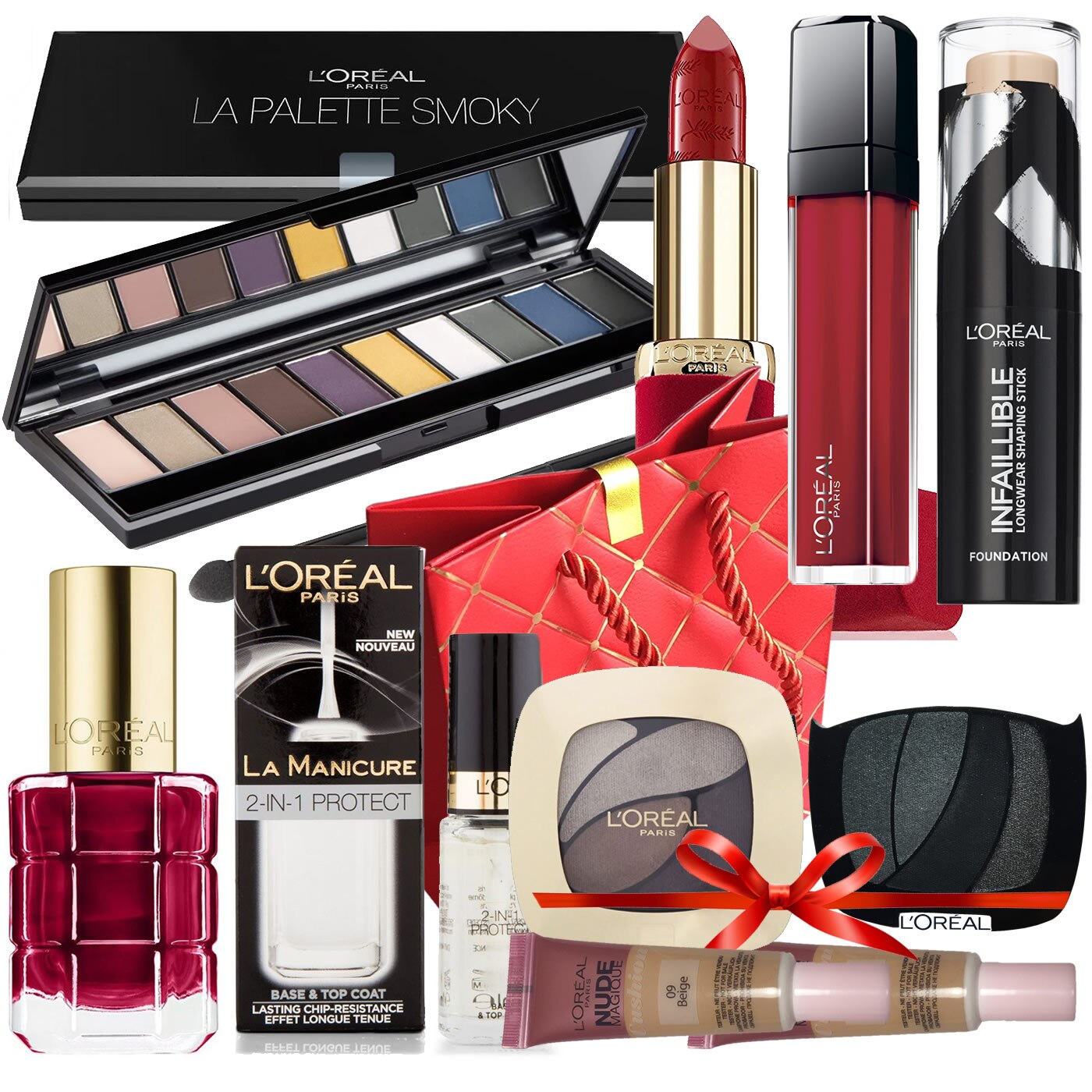 Set L'oreal Paris All is Bright and Silk + Box Loreal Nude Obsession Mini Wonder Precious