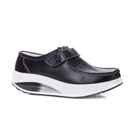 Pantofi cu talpa joasa comozi, casual, model cu scai, D&J Exclussive, Negru