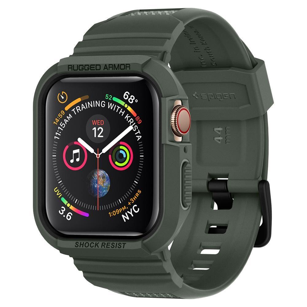 Husa curea Apple Watch 4 44 mm TPU SPIGEN Rugged Armor Pro Military Green
