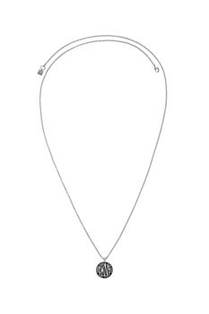 DKNY, Colier de alama, cu pandantiv logo, Argintiu DKNY, Colier de alama, cu pandantiv logo, Argintiu