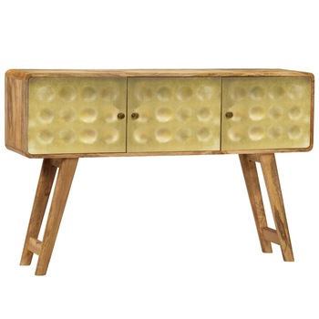 Comoda din lemn masiv de mango, cu 3 sertare, vidaXL, Auriu, 120 x 30 x 80 cm Comoda din lemn masiv de mango, cu 3 sertare, vidaXL, Auriu, 120 x 30 x 80 cm