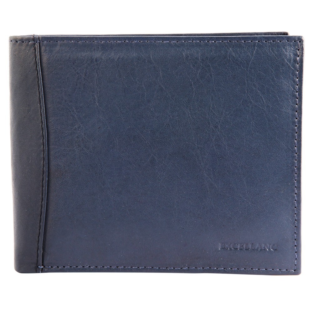 Portofel barbati, piele naturala, albastru, 12 x 10 cm, Excellanc, 125-003