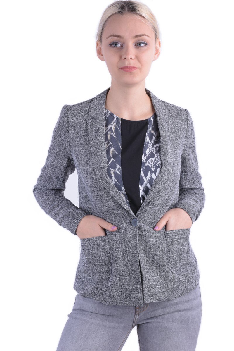 Sacou dama Office, Gri melange