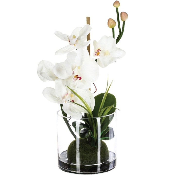 Orhidee artificiala in ghiveci, 37 cm, Alb