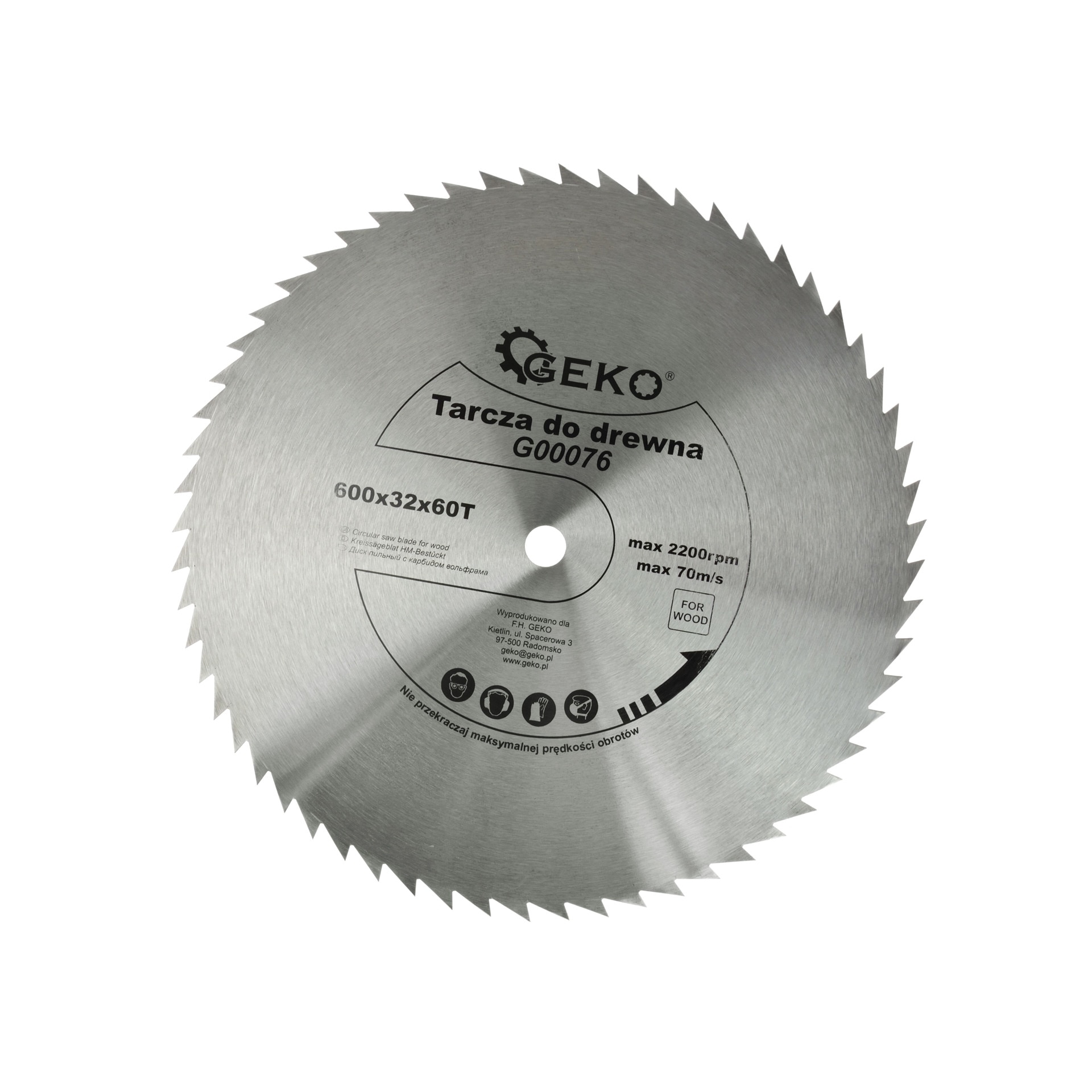 Disc pentru lemn 600x32x60T, Geko G00076