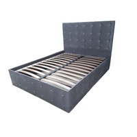 Pat dublu cu somiera, Beds Place, David, Gri, 180x200 cm