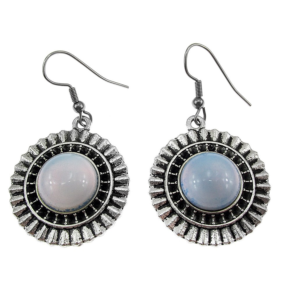 Cercei candelabru model raze cu opalit, GlamBazaar, 4.5 cm x 3 cm, cu Opalit, Translucid, tip cercei candelabru cu pietre naturale