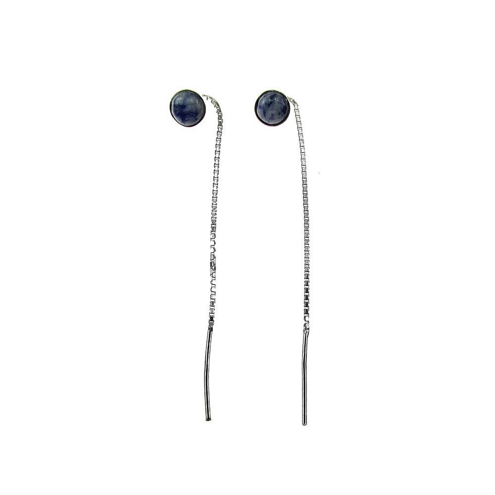 Cercei argint lantisor cu sodalit 6 MM, GlamBazaar, 6.5 cm, cu Sodalit, Albastru, tip cercei de argint 925 cu pietre naturale