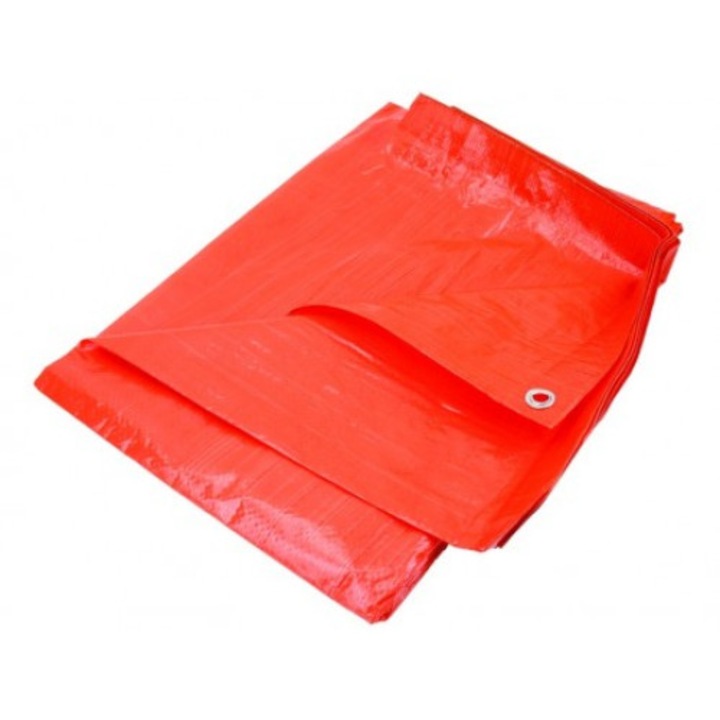 Prelata impermeabila rezistenta UV, 3x4 metri, 80 g/mp, inele de prindere, portocaliu, laminata