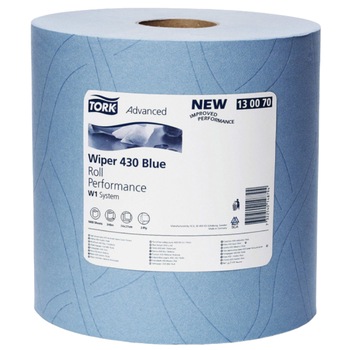 Rola lavete industriale hartie Tork 130070, Advanced 430, 2 straturi, 340 m, culoare albastru Rola lavete industriale hartie Tork 130070, Advanced 430, 2 straturi, 340 m, culoare albastru