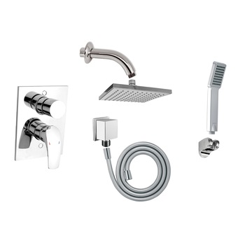 Pachet FERRO NIAGARA cu palarie de dus RainShower NIAGARA, Baterie ingropata cada/dus 2 iesiri, furtun dus silver, para dus quadro Pachet FERRO NIAGARA cu palarie de dus RainShower NIAGARA, Baterie ingropata cada/dus 2 iesiri, furtun dus silver, para dus quadro