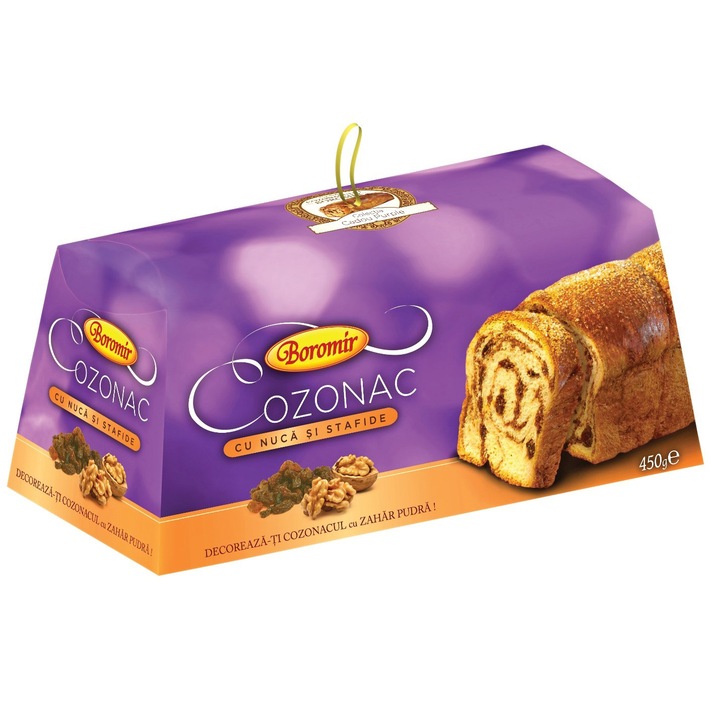 Cozonac Boromir Crema cu Nuca Stafide, 450g