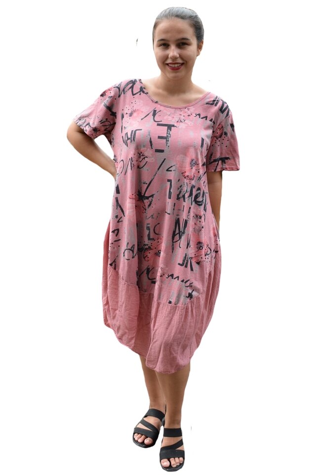 Rochie Agnette, din bumbac, imprimeu tip cercuri, D&J Exclussive, Mov