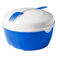 Caserola pentru salata, Everestus, CAE24, plastic, albastru, alb, saculet sport inclus
