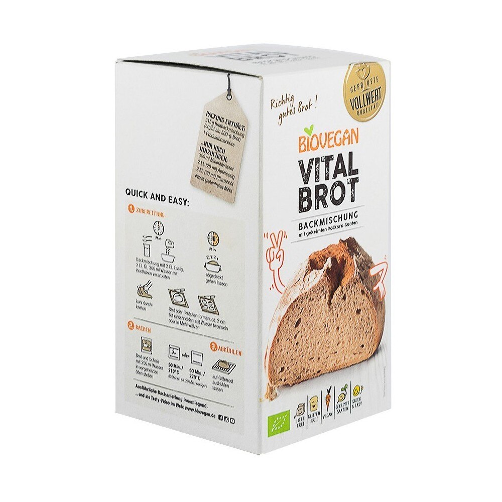 Premix Bio Pentru Paine Vital Fara Gluten Biovegan 315g