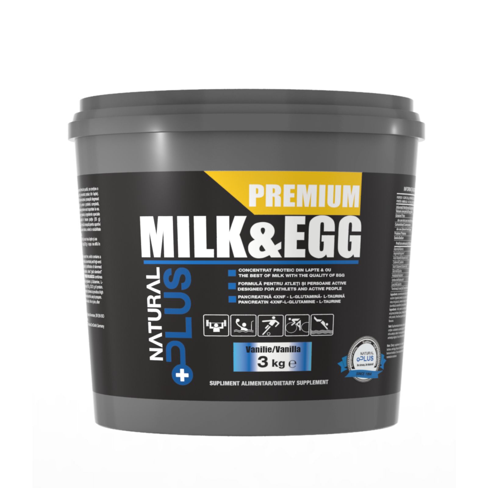 Concentrat proteic din lapte si albus de ou - MILK & EGG 3000 g, vanilie