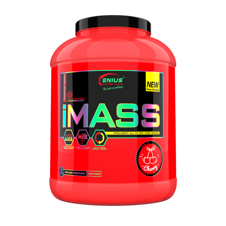 Proteine din zer Genius Nutrition iMass Gainer, fara zahar, cu aroma de Cirese, 2500g