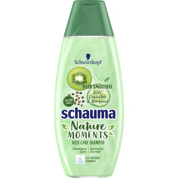 Sampon Schauma Nature Moments Shampoo Cleansing & Rich Care cu Kiwi, Castravete si seminte de canepa pentru par normal si putin uscat, 400ml, Vegan Sampon Schauma Nature Moments Shampoo Cleansing & Rich Care cu Kiwi, Castravete si seminte de canepa pentru par normal si putin uscat, 400ml, Vegan