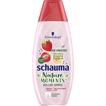 Sampon Schauma Nature Moments Intense Repair & Regeneration cu capsuni, banana si seminte de chia pentru par foarte deteriorat, 400 ml, Vegan Sampon Schauma Nature Moments Intense Repair & Regeneration cu capsuni, banana si seminte de chia pentru par foarte deteriorat, 400 ml, Vegan