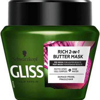 Masca cu unt bogat Gliss 2in1 Bio-Tech Restore Tratament cu clatire pentru par predispus la deteriorare si fragil, 300 ml Masca cu unt bogat Gliss 2in1 Bio-Tech Restore Tratament cu clatire pentru par predispus la deteriorare si fragil, 300 ml