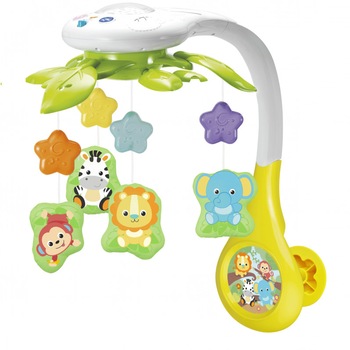 Carusel muzical Winfun Prietenii Junglei, pentru patut, cu proiector si jucarii detasabile Carusel muzical Winfun Prietenii Junglei, pentru patut, cu proiector si jucarii detasabile