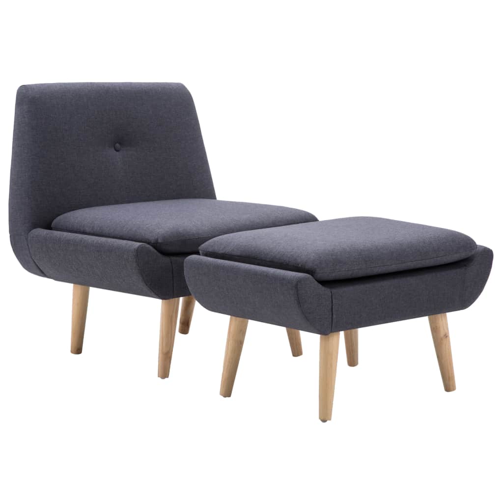 Set fotoliu si taburet, vidaXL, Gri inchis, 73 x 66 x 77 cm