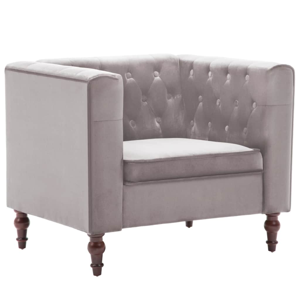 Fotoliu tapiterie catifea, vidaXL, 86 x 67 x 71 cm, Gri