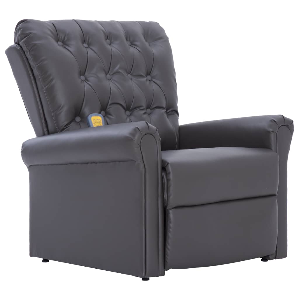 Fotoliu de masaj electric rabatabil, vidaXL, Piele artificiala, Gri, 78 x 94 x 91 cm