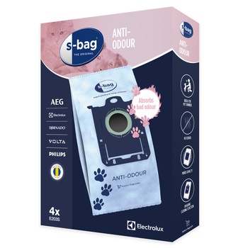 Set saci material sintetic Electrolux E203S s-bag® Anti-Odour, captusiti cu un strat de ceara care absoarbe mirosurile neplacute - 4 saci Set saci material sintetic Electrolux E203S s-bag® Anti-Odour, captusiti cu un strat de ceara care absoarbe mirosurile neplacute - 4 saci