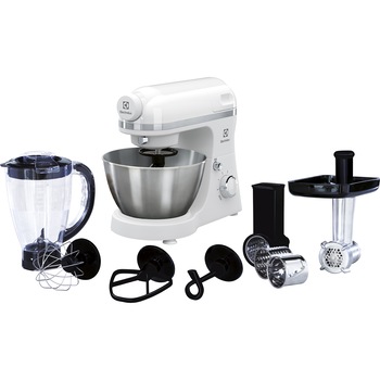 Robot de bucatarie Electrolux EKM3710, 800 W, bol inox 4,1 l, masina de tocat, blender, 6 viteze, Alb Robot de bucatarie Electrolux EKM3710, 800 W, bol inox 4,1 l, masina de tocat, blender, 6 viteze, Alb