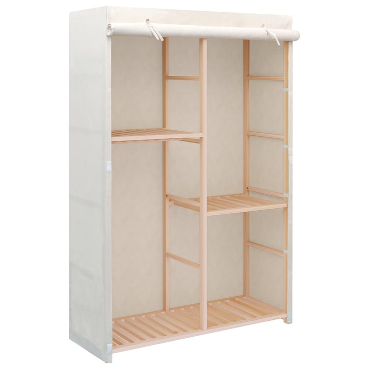 Dulap de haine cu 3 rafturi, vidaXL, Tesatura, Alb, 79 x 40 x 170 cm