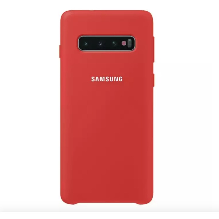 Husa protectie spate silicon soft, pentru Samsung Galaxy S10, bumper ultraslim, Rosu, BBL984