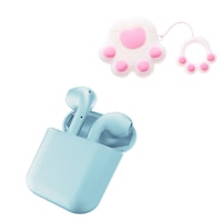 Casti Wireless fara fir pentru sport, The Phone Closet, bluetooth 5.0, High Definition Music Stereo Audio, Compatibile Android & iOS, Apeluri telefon, Incarcator si Suport Docking, Baby Blue