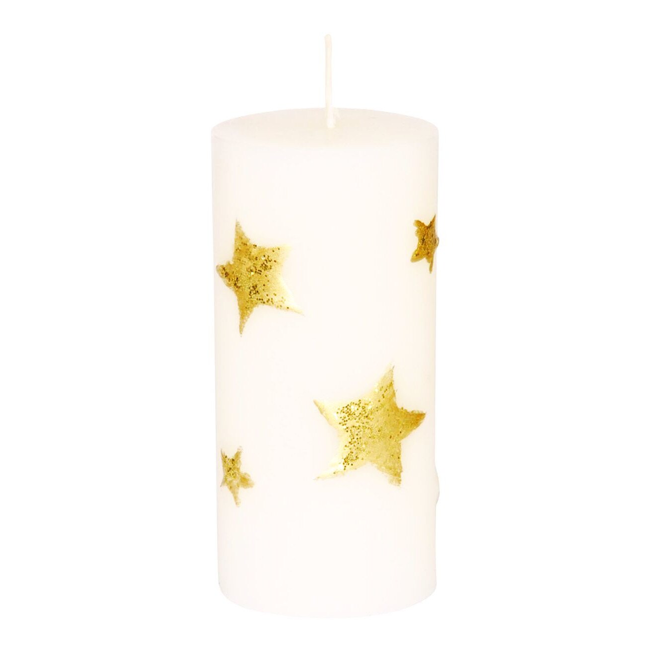 Lumanare cilindrica, Brauns Heitmann, culoare alba cu stele aurii