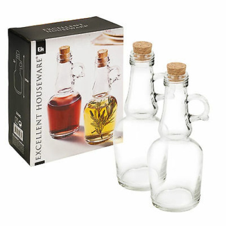 Комплект съдове за олио и оцет, 2 броя, 7х18 см, 250 мл
